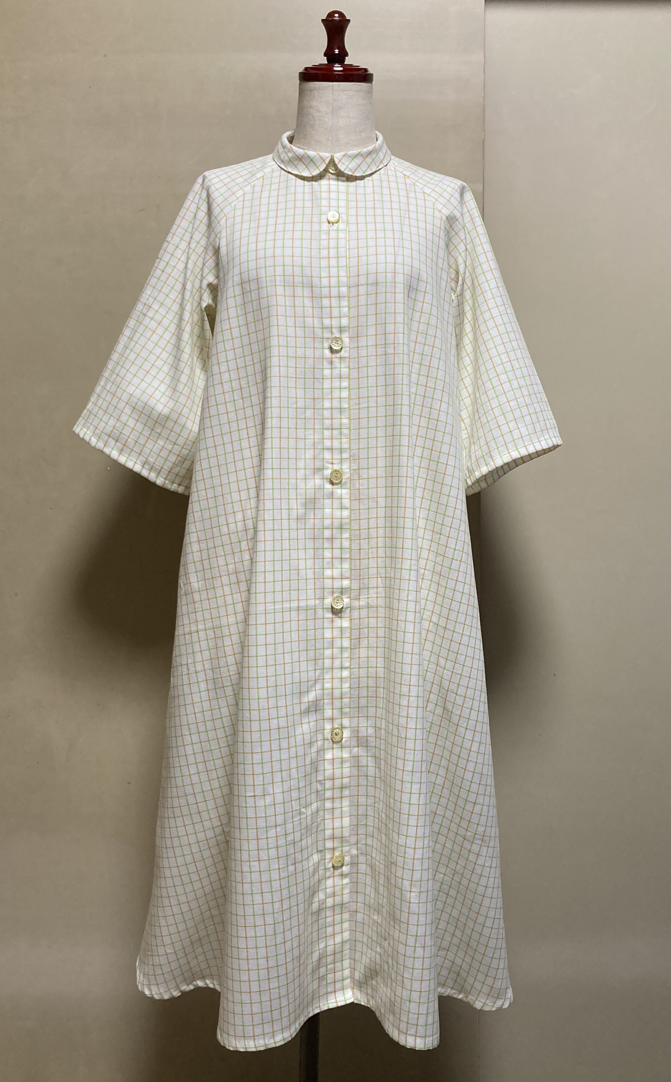 播州織・Aライン・ラグランロングブラウス（M〜Lサイズ向け）