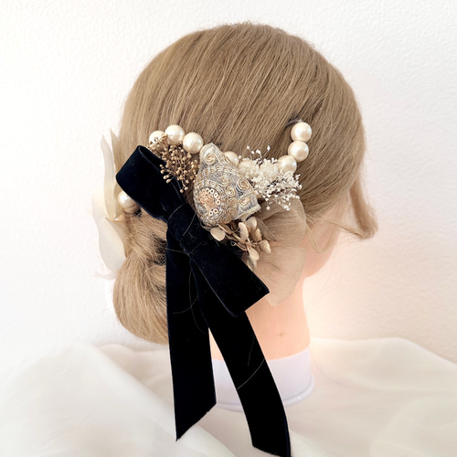 成人式 髪飾り【金箔付き】和装 振袖 胡蝶蘭 パール 卒業式 ヘアピン