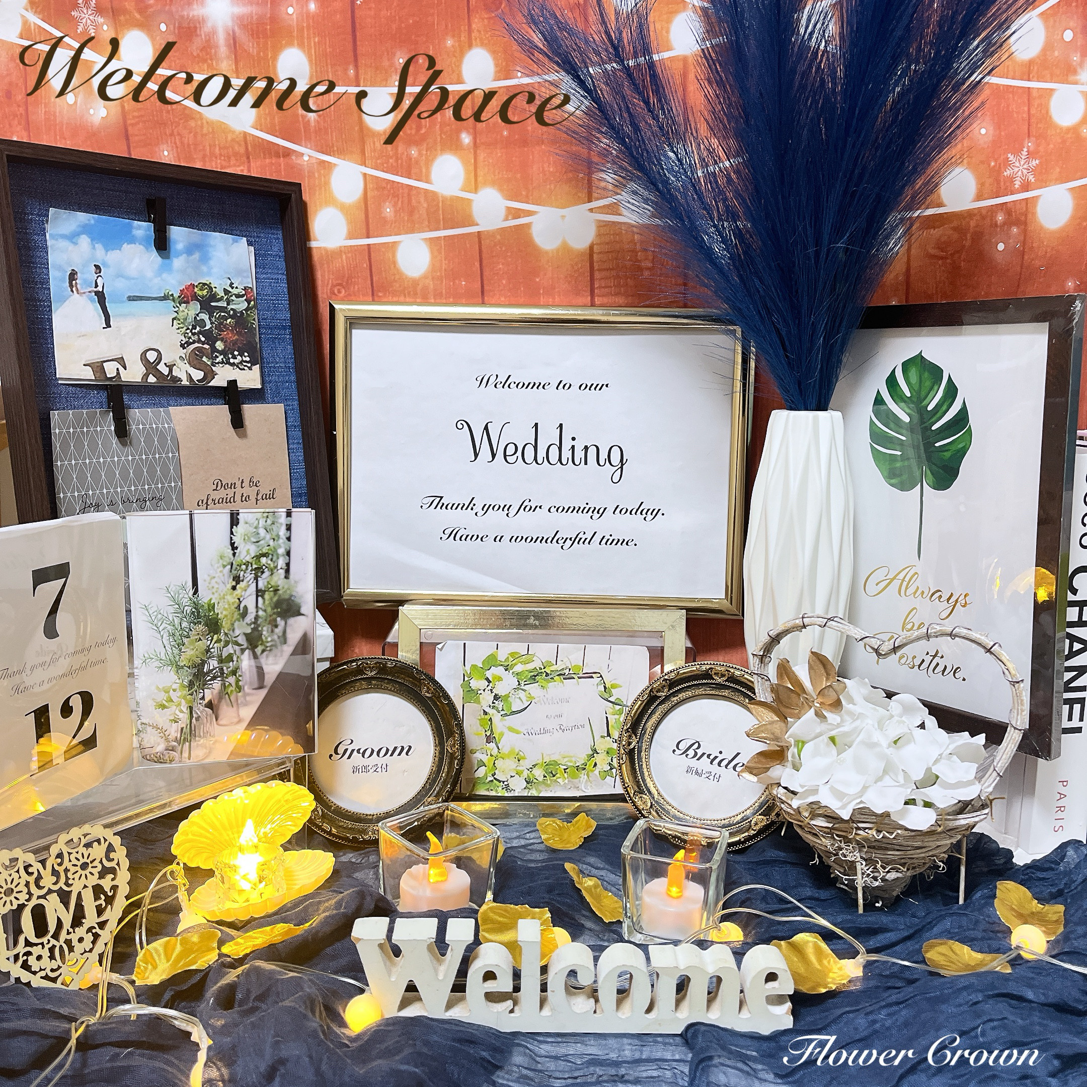 紫　結婚式　ウェルカムスペース造花 お色変更可 ウェルカムスペースセット まとめ売り 結婚式