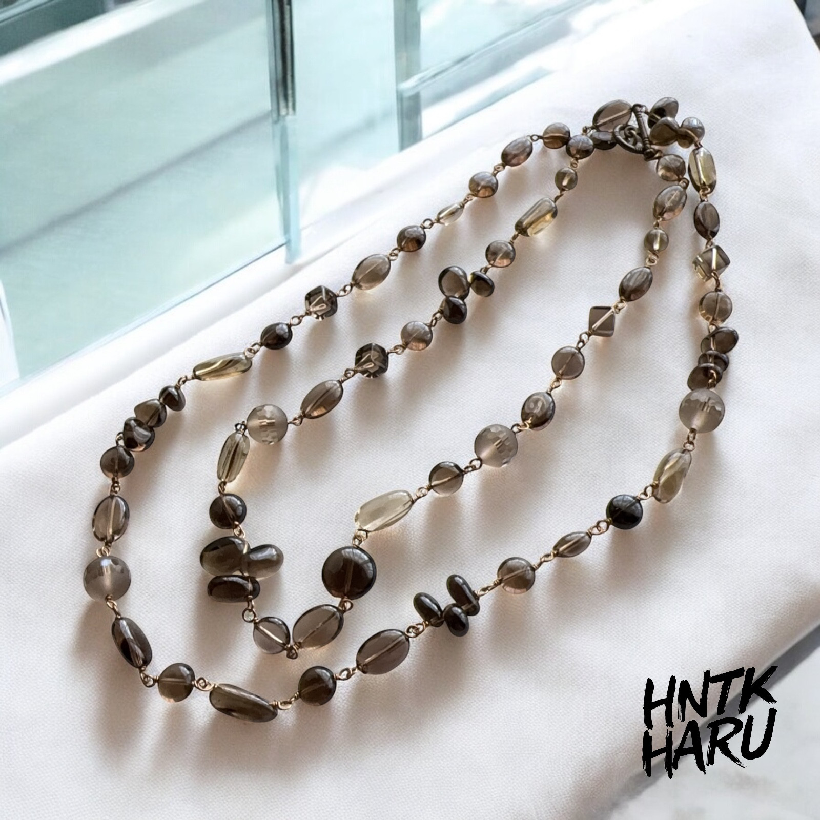 HNTK スモーキークォーツワンストーン ロングネックレス　N0767