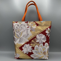 帯　桜　金　バッグ　リメイク　ハンドメイド 帯リメイクバッグ 桜さくら Mサイズ 和装バッグ 帯バッグ トート