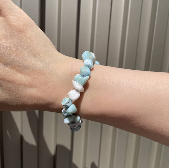 チョコレート　ラリマーとアメジストのブレスレット 9枚目の画像