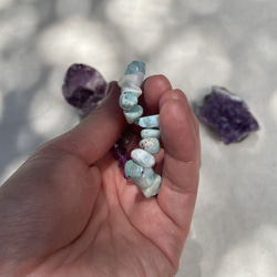 チョコレート　ラリマーとアメジストのブレスレット 5枚目の画像