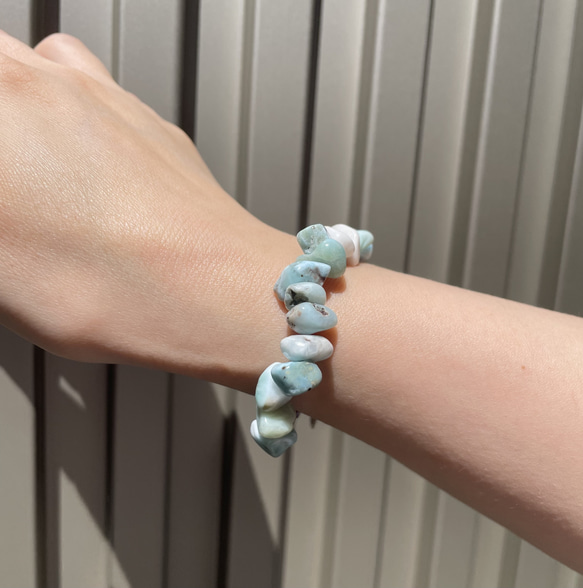 チョコレート　ラリマーとアメジストのブレスレット 6枚目の画像