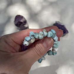 チョコレート　ラリマーとアメジストのブレスレット 7枚目の画像