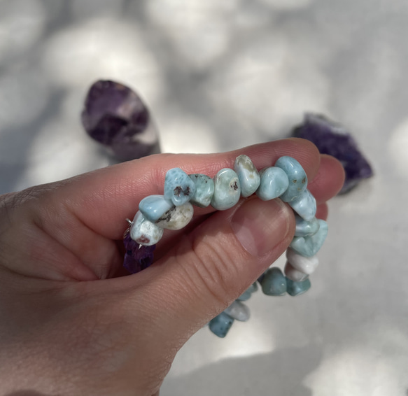 チョコレート　ラリマーとアメジストのブレスレット 7枚目の画像