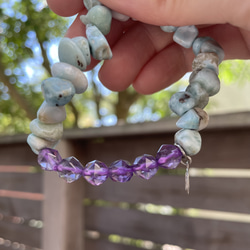 チョコレート　ラリマーとアメジストのブレスレット 3枚目の画像