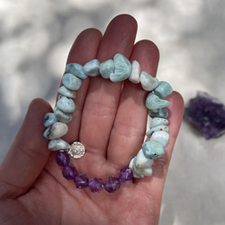 チョコレート　ラリマーとアメジストのブレスレット 4枚目の画像