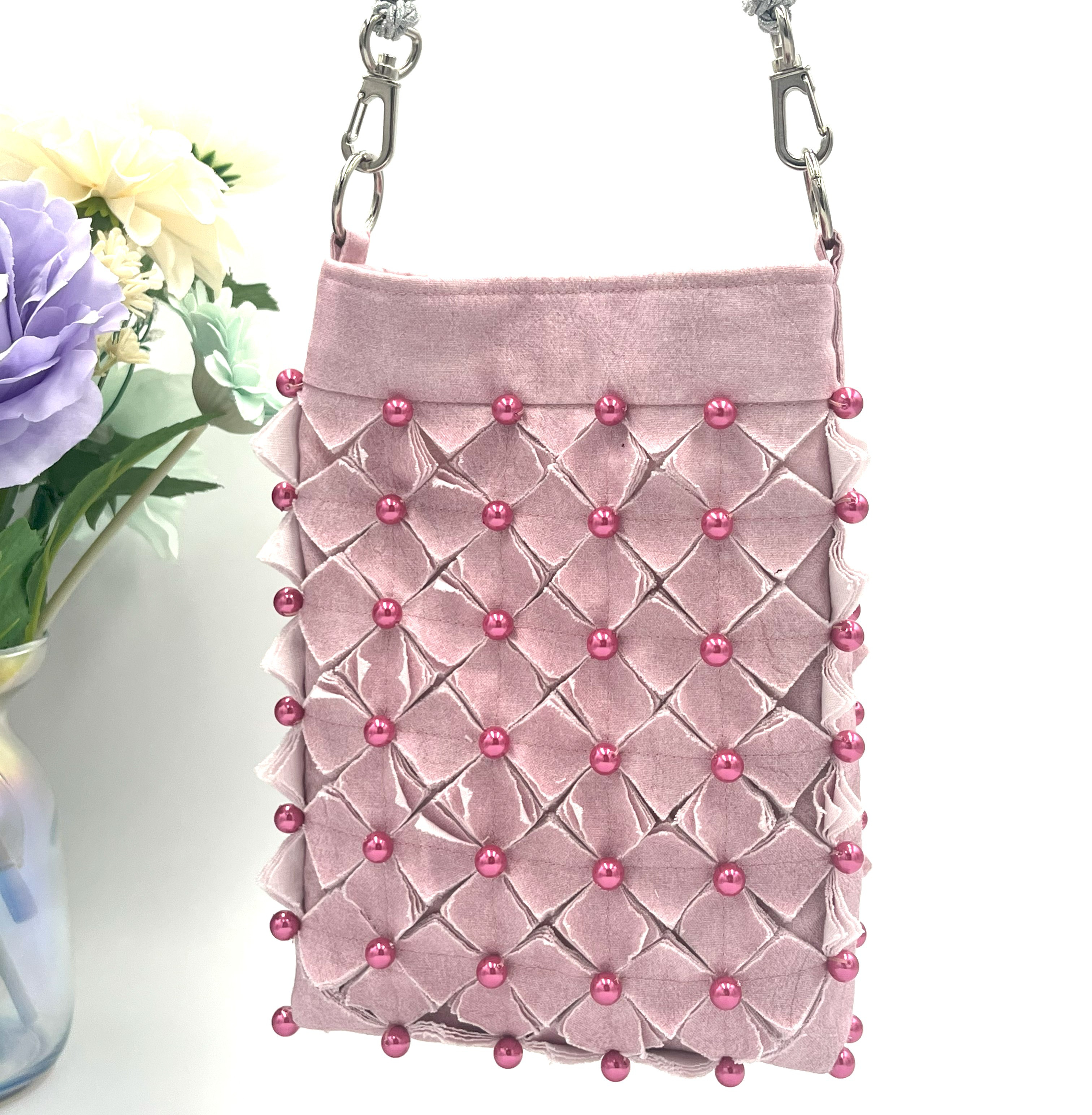 携帯POUCH『むら染Pink×RosePink』　ショルダーポーチ