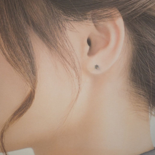 グレーオニキス 一粒ピアス 3mm サージカルステンレス スタッド ピアス