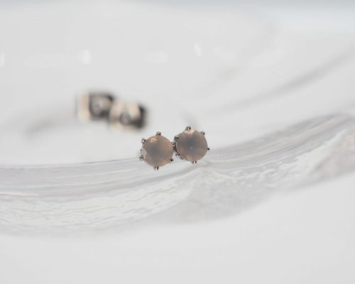 グレーオニキス 一粒ピアス 3mm サージカルステンレス スタッド ピアス