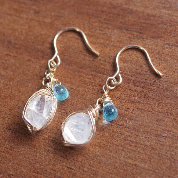 14kgfアイオライト・ネオンブルーアパタイトピアス/イヤリング 14kgfアイオライト・ネオンブルーアパタイトピアス/イヤリング