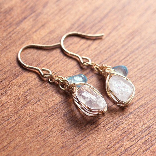 14kgfアイオライト・ネオンブルーアパタイトピアス/イヤリング 14kgfアイオライト・ネオンブルーアパタイトピアス/イヤリング