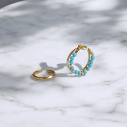 【十二月生辰石】黃銅淺綠松石耳夾 第5張的照片