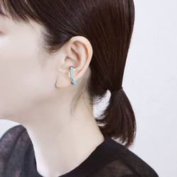 【十二月生辰石】黃銅淺綠松石耳夾 第3張的照片