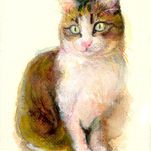 絵画　アクリル絵　アクリル絵の具　画材 キャンバス　人物　猫　原画 ねこ/絵画/原画】《Fluffy early spring》 ＊ アクリル画 猫の絵
