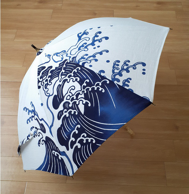 荒波模様の浴衣リメイク日傘(OBG-UM003)