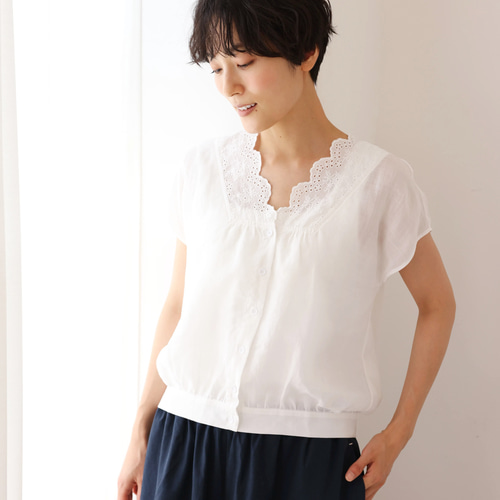 美品＊ルフィル リネンVネックブラウス ピンク 麻100 半袖 ゆったり 日本製 美品＊ルフィル リネンVネックブラウス ピンク 麻100 半袖