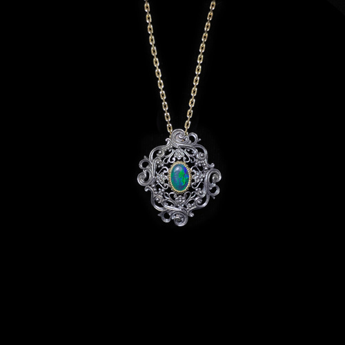 K18 オパール＆ダイヤモンド ブローチ K18 オパール＆ダイヤモンド