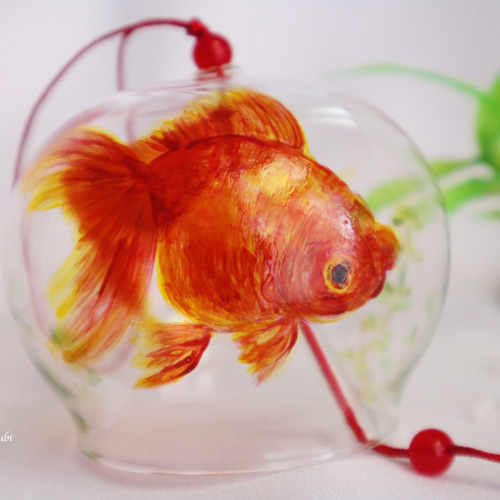 風鈴-猩々- 金魚 ガラス アクリル 樹脂 誕生日 ペット 動物