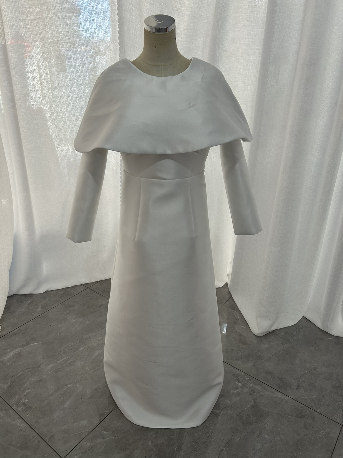 パーティードレス+トップス セパレート 長袖 オフホワイト Vネック ロング ファスナー 大人っぽい 二次会