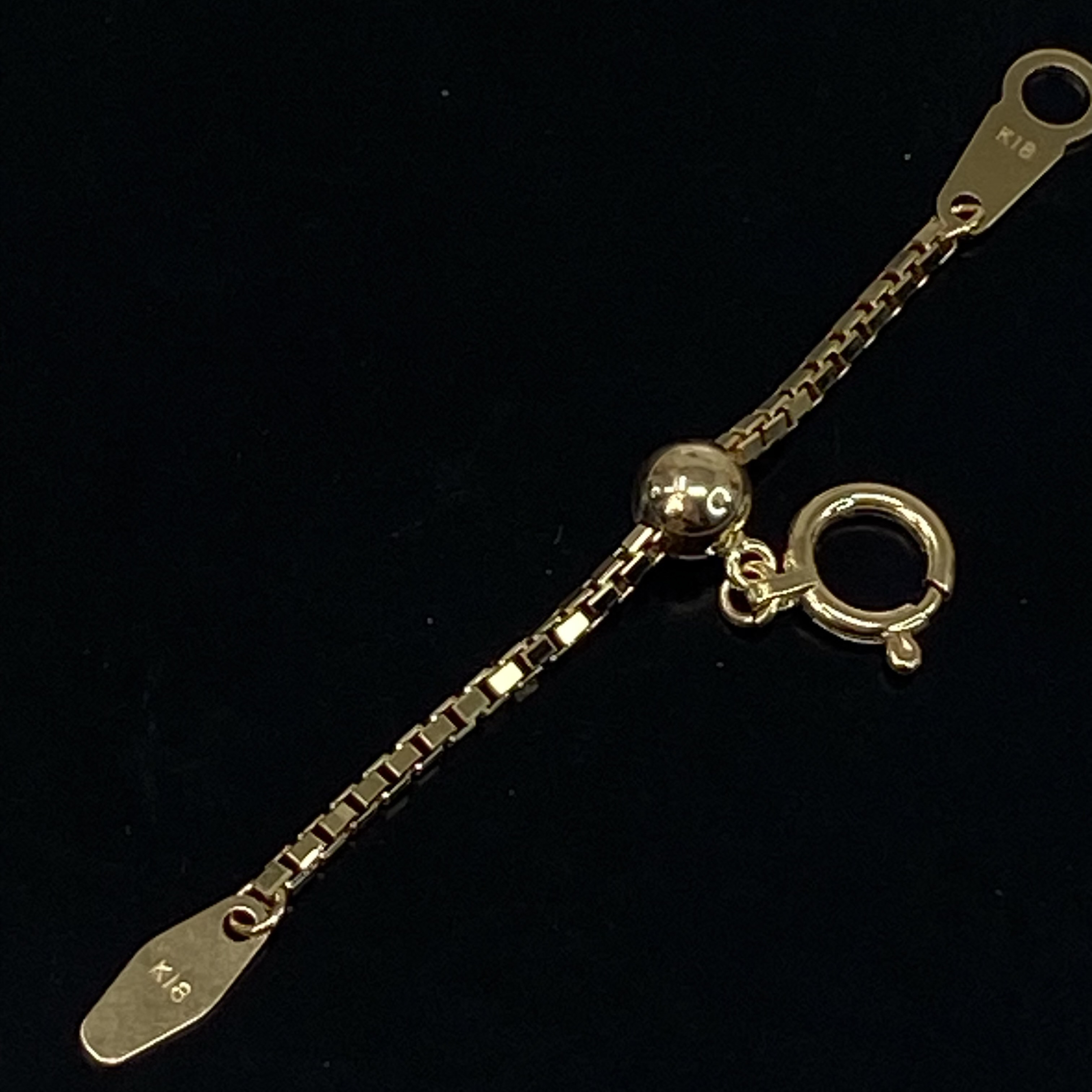 K18YG AU750 18金　ベネチア　1.4mm 延長アジャスター 約5cm【スライド付き】