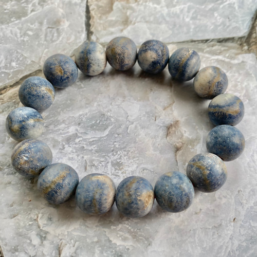 ブルーコーラル(青珊瑚)14mm】ポリッシュ(磨き)済み☆ブレスレット