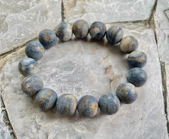 ブルーコーラル(青珊瑚)14mm】ポリッシュ(磨き)済み☆ブレスレット