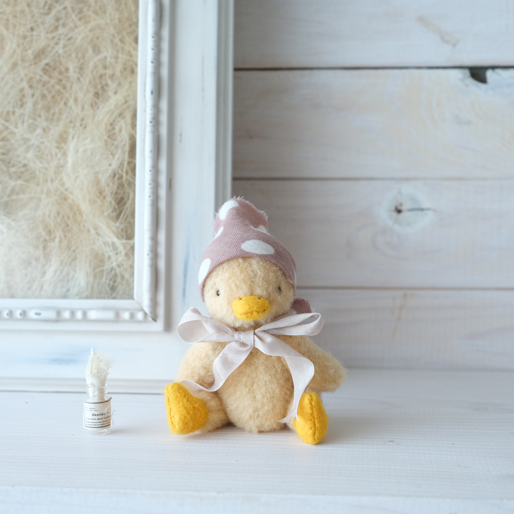 あひるのぬいぐるみ　水玉ピンクちゃん　テディベア　あひる