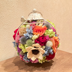 幸せを運ぶアナベル馬蹄リース パームフラワー リース