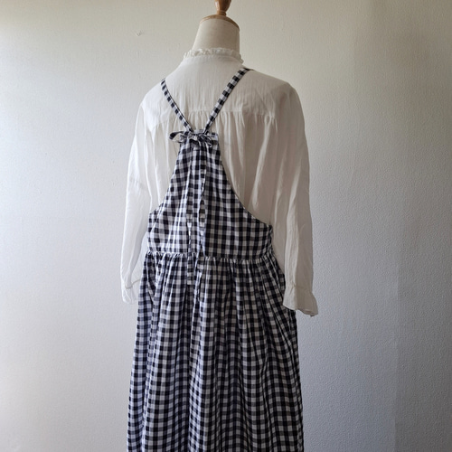 ＆LOVE様　ギンガムチェック　エプロン　ワンピース ＆LOVE様 ギンガムチェック エプロン ワンピース