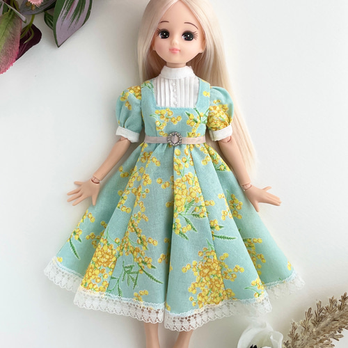 受注制作【ミモザのお嬢様ワンピース】 22cmドール服 その他人形