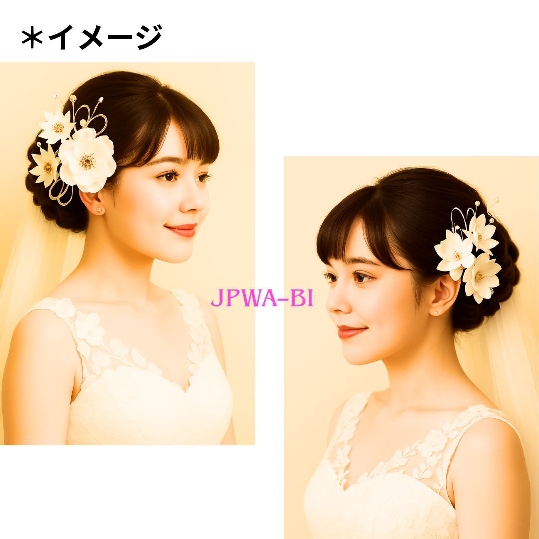 国産髪飾り//バラ・小花MIX飾り/着物・ウエディングドレス/白ヘッドドレス/結婚式・成人式/パッケージ入り