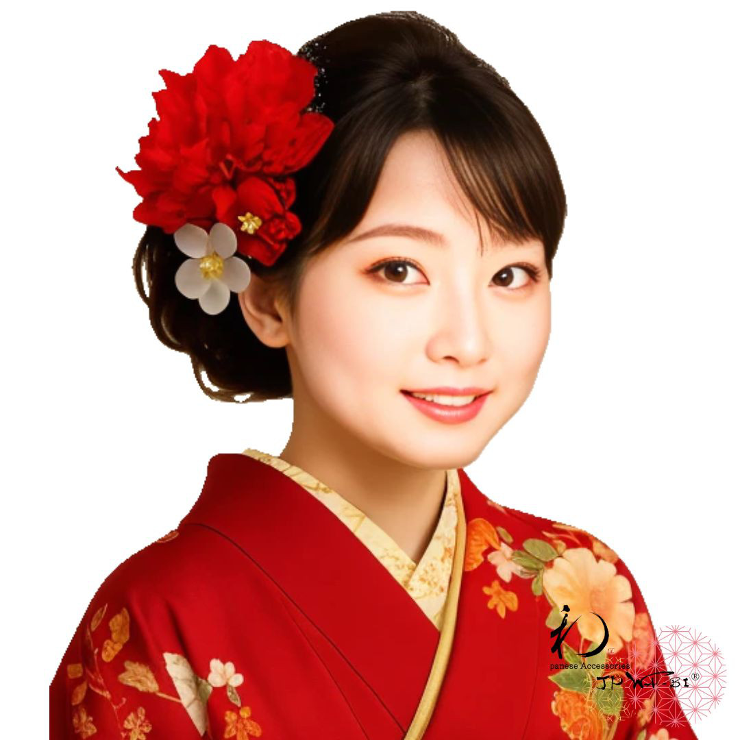 国産結婚式髪飾り//和洋兼用/着物・ドレス用髪飾り/紅白髪飾り/結婚式・成人式/透明パッケージ入り