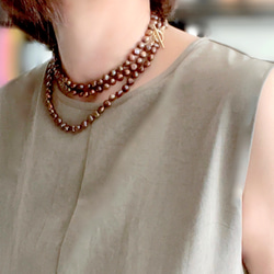 大粒淡水真珠 エジソンパールのチョーカーネックレス ピーチオレンジ 9