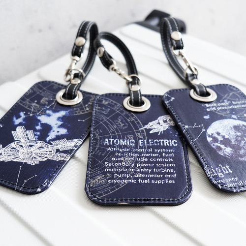 月と衛星 「宇宙旅行」ラゲッジタグ（3種）バッグチャーム ネームタグ