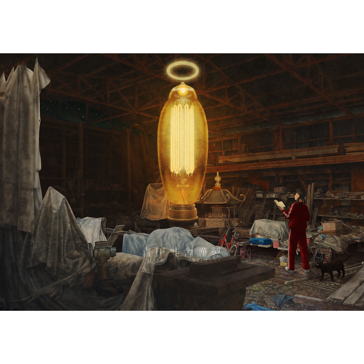 天使電球 : ジクレー版画 ／ Angel Light Bulb : Giclee Print