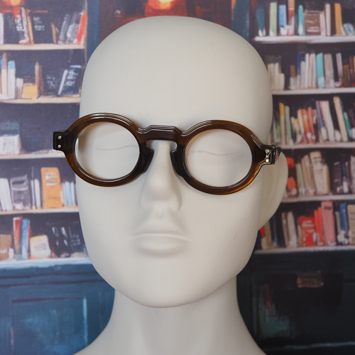 レトロスタイル眼鏡フレーム｜厚みある個性派リム｜ブラウン×深緑