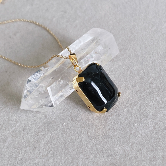 【浄化済み】14KGP モリオンネックレス 40〜45cm 天然石 13×18mm ネックレスチェーン変更可能 2枚目の画像