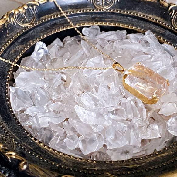 【浄化済み】14KGP ルチルクォーツネックレス 40〜45cm 天然石 13×18mm ネックレスチェーン変更可能 3枚目の画像