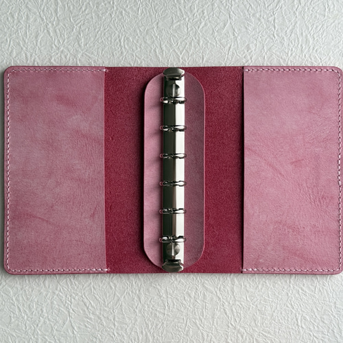 花のシステム手帳　ミニ6　革　カービング 花のシステム手帳 ミニ6 革 カービング システム手帳 桜 レザー