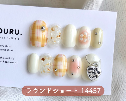 現品ネイルチップ】ラウンドショート 14457￤購入後3日以内に発送