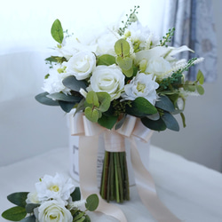 白い小花のナチュラルブーケ ウェディングブーケ ブーケ nanohana