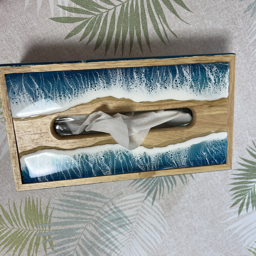 レジンアート ティッシュケースBOX ペーパータオル BOX 海アート