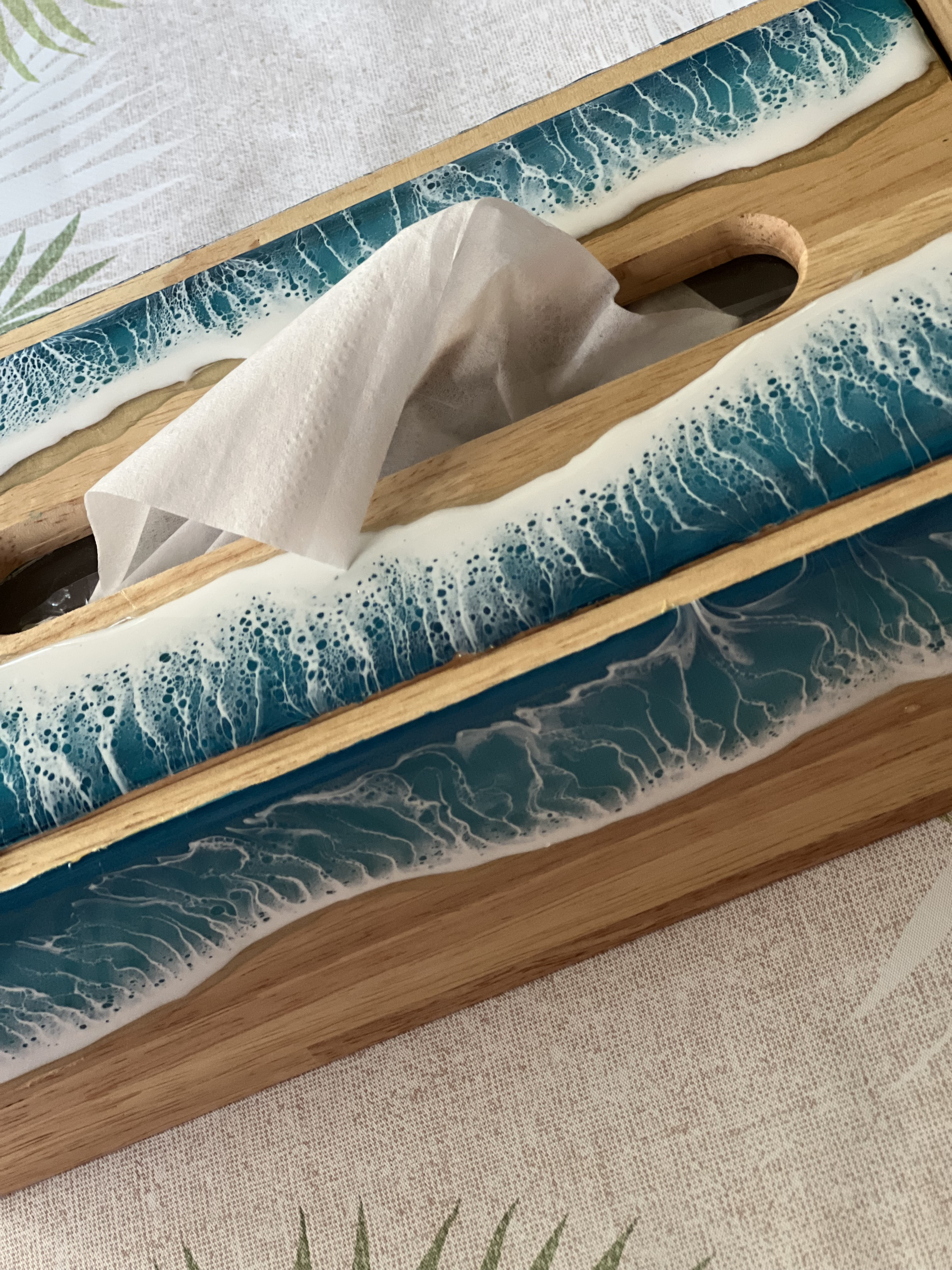 レジンアート ティッシュケースBOX ペーパータオル BOX 海アート ハンドメイド 海雑貨