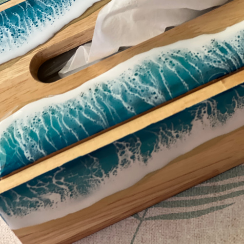 レジンアート ティッシュケースBOX ペーパータオル BOX 海アート