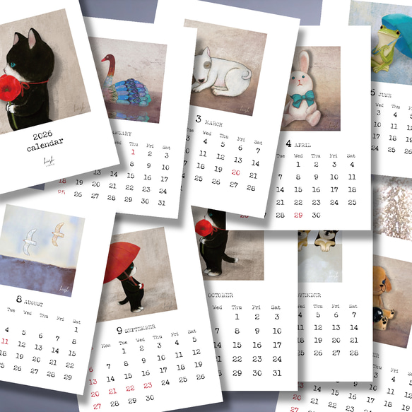 ★再販★2026年壁掛けカレンダー(A5サイズ) 2枚目の画像