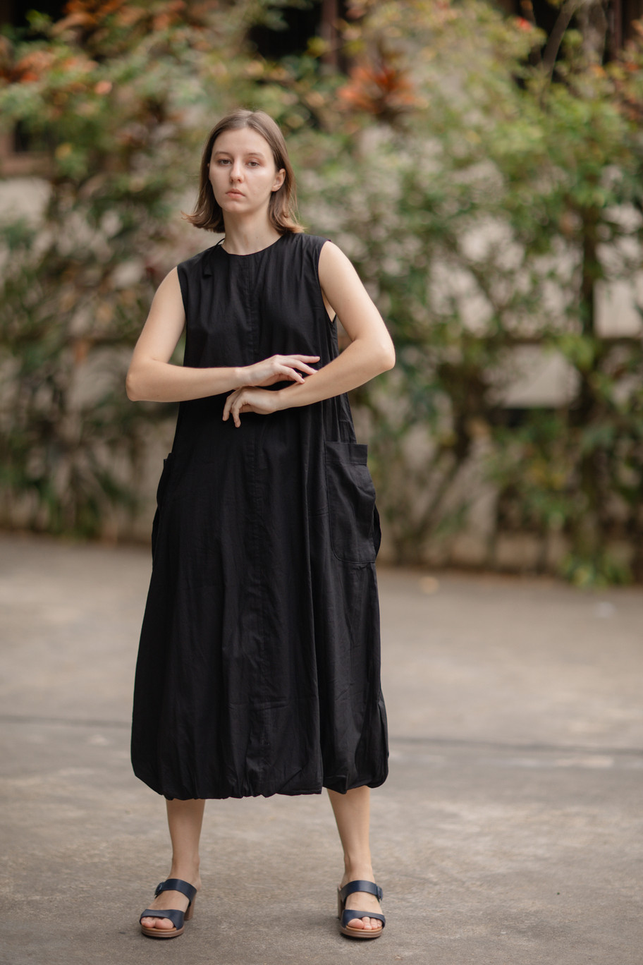 バックレースバルーンワンピース（80/80番手ファインコットン）