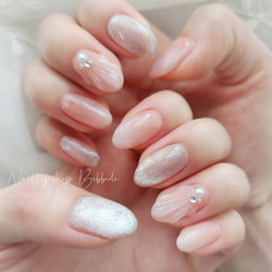 ブルーキラキラフレンチネイル ネイルチップ（つけ爪） Nailtipshop