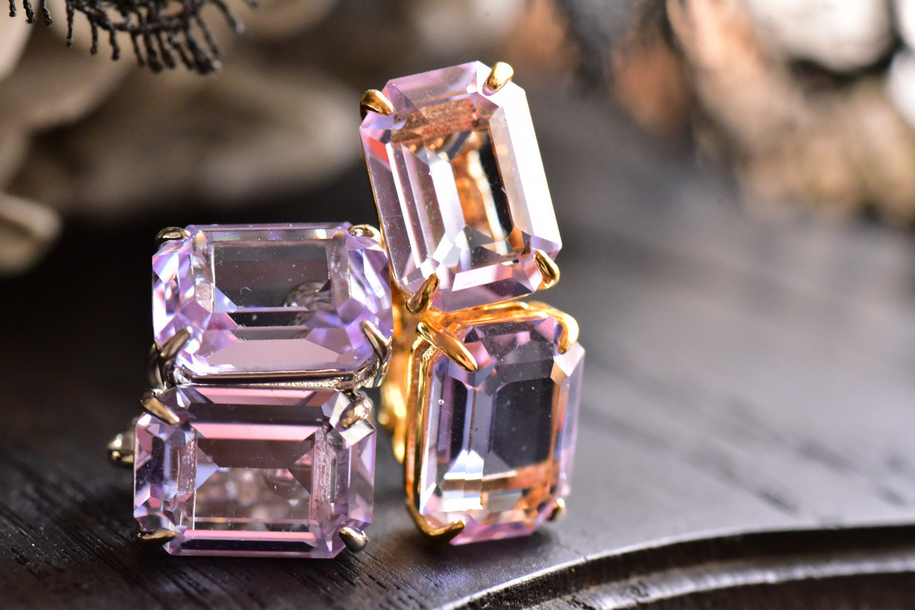レクタングル：アレキサンドライト Vnt.swarovski【ピアス】